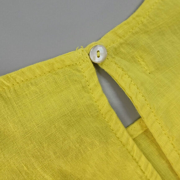 LANHTROPY Tiered Babydoll Dress Womens One Size Yellow Linen Lagenlook Resort - Picture 9 of 13